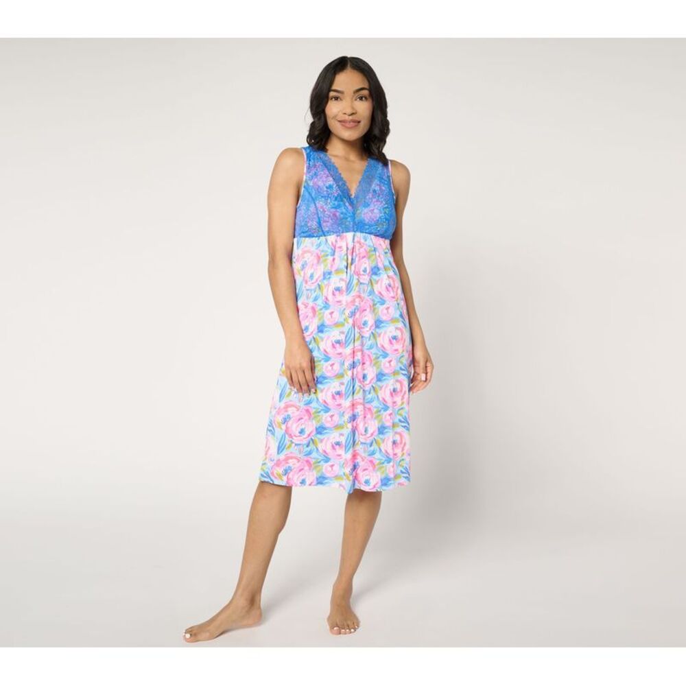 Breezies Women's Plus Sz Bra 2X Lounge Lace Chemise Multi-colored A677249
